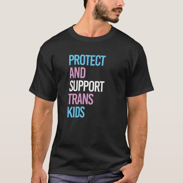 Camiseta Proteger e Suportar Crianças Trans (Frente)