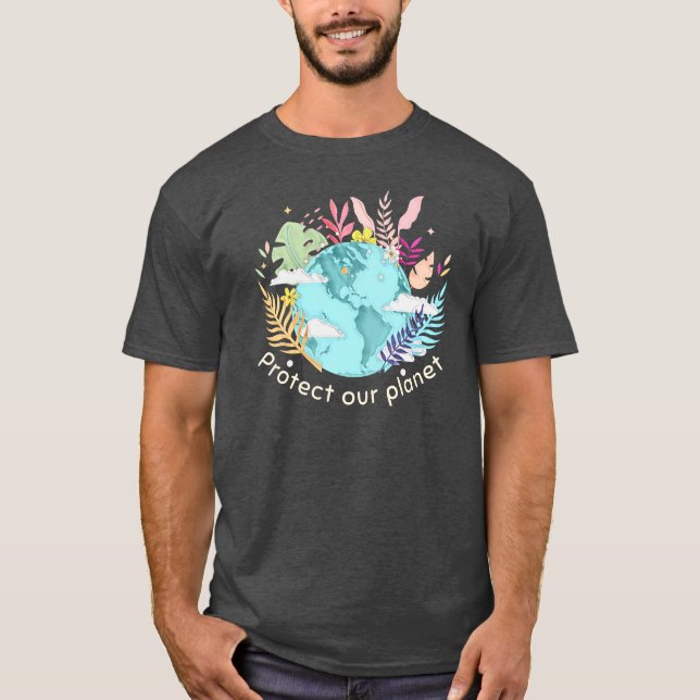 Camiseta Proteger o nosso planeta - Dia da Terra (Textura e (Frente)