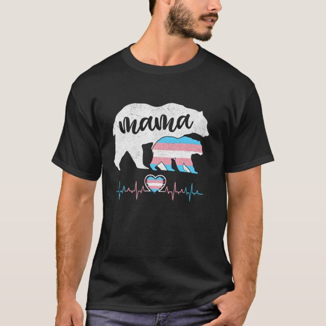 Camiseta Proteger o Orgulho LGBT Transgênero do Urso da Mãe (Frente)