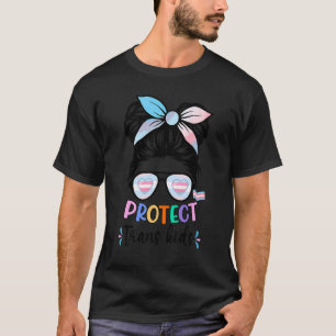 Camiseta Proteger o Pride Trans Kids Messy Bun Lgbtq Trans