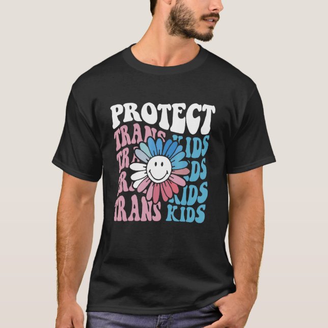Camiseta Proteger Su De Sinalizador De Transgênero De Flor  (Frente)
