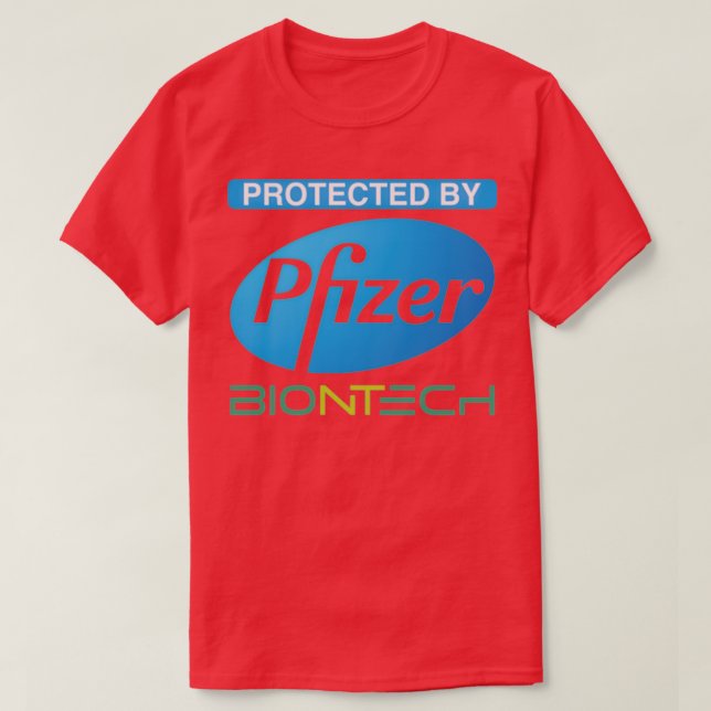 Camiseta Protegido pela Pfizer Biontech (Frente do Design)