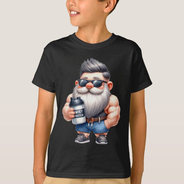 Camiseta Proteína De Soro De Soro Pai Funny Bodybuilder Grá (Frente)