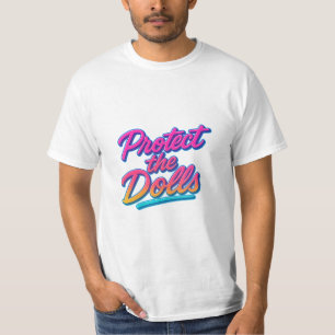 Camiseta Proteja as Bonecas Arte Neon Retro