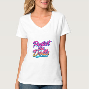 Camiseta Proteja as Bonecas Arte Neon Retro