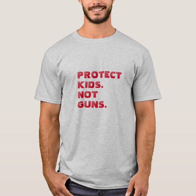 Camiseta Proteja as crianças. Não armas. Vermelho angustiad (Frente)