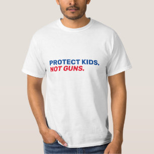 Camiseta Proteja crianças Não armas brancas e azuis