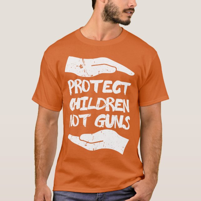 Camiseta Proteja Crianças Não Armas Vestem Dia Laranja (Frente)