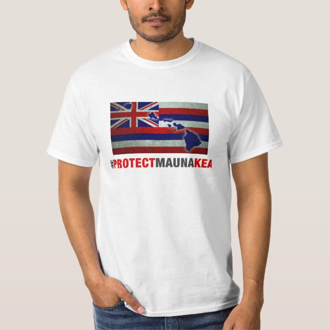 Camiseta Proteja Mauna Kea - bandeira do estado de Havaí (Frente)