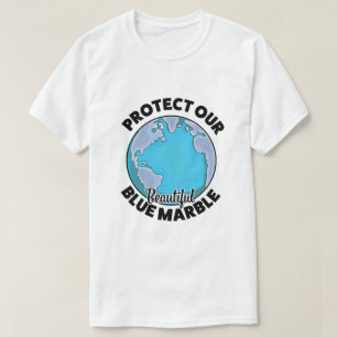 Camiseta Proteja Nossa bela Bola Azul de Mármore