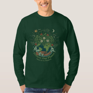 Camiseta "Proteja nosso Planeta" Floral Vintage Artístico T