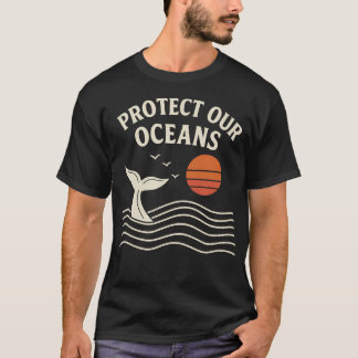 Camiseta Proteja Nossos Oceanos Cauda de Baleia Eco Amigáve