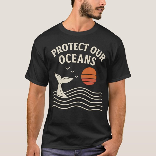 Camiseta Proteja Nossos Oceanos Cauda de Baleia Eco Amigáve (Frente)