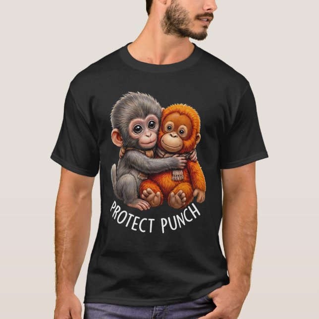 Camiseta Proteja o bebê macaco soco macaco macaco fofo (Frente)