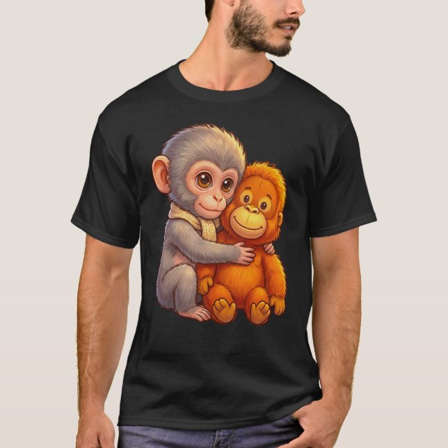 Camiseta Proteja o Macaco Bebê Golpeando o Macaco Bebê Abra (Frente)