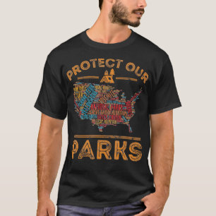 Camiseta Proteja o Mapa Nacional do Parque Nacional dos Nos