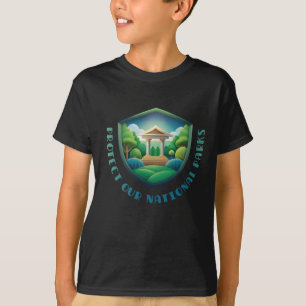 Camiseta Proteja o Nosso Design de Crachá Vintage Parques N