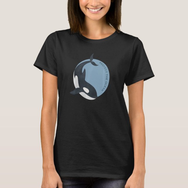 Camiseta Proteja o oceano - Orca - baleia assassina Pullove (Frente)