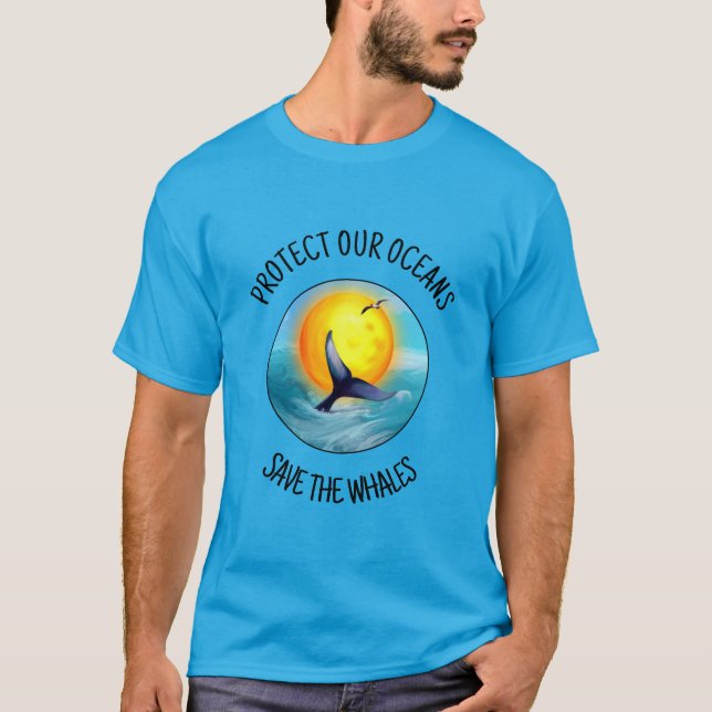 Camiseta Proteja os nossos oceanos para salvar as baleias (Frente)
