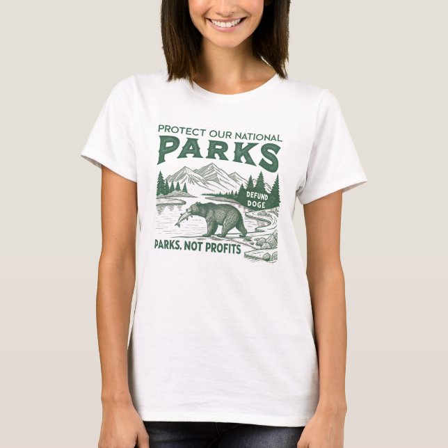 Camiseta Proteja os nossos parques nacionais de cães de def (Frente)