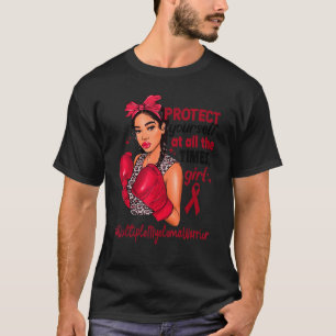 Camiseta Proteja-se de mulheres negras múltiplas mieloma
