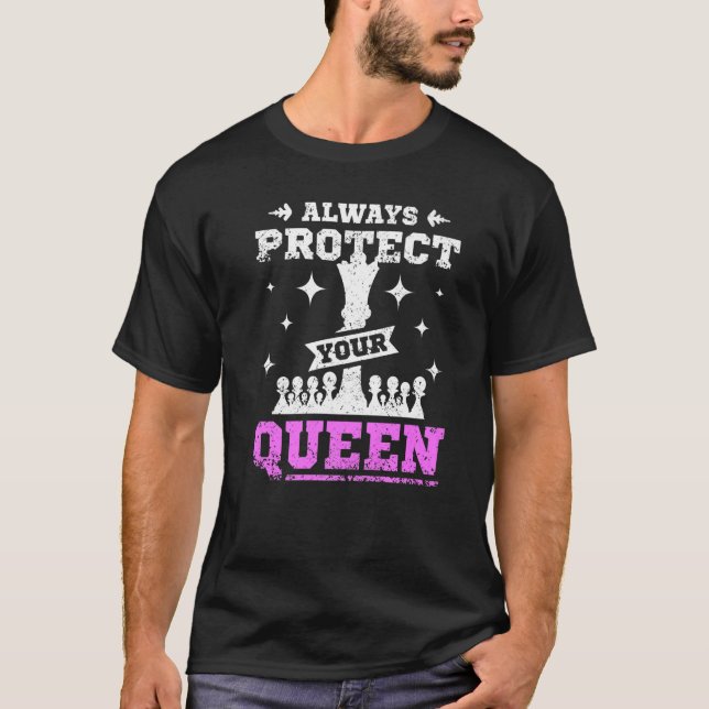 Camiseta Proteja sempre sua rainha xadrez Premium (Frente)