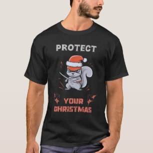Camiseta "Proteja seu Natal" - Esquilo Ninja Adorável