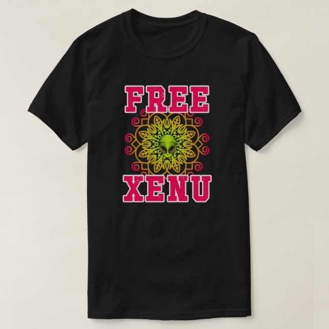 Camiseta Protesto Anti-Cientológico Free Xenu Rainbow Manda (Frente do Design)