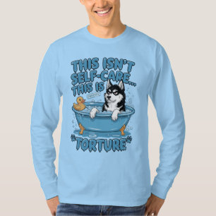 Camiseta Protesto de Husky Zangado na Hora do Banho