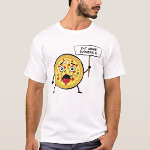 Camiseta Protesto Divertido de Pizza - Coma Mais Hambúrguer