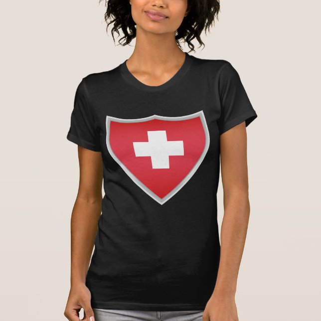Camiseta Protetor da bandeira da suiça (Frente)