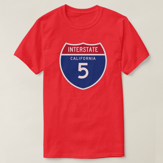 Camiseta Protetor da estrada nacional de Califórnia CA I-5 (Frente do Design)
