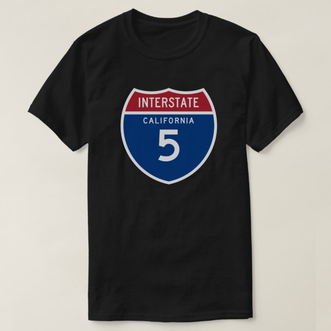 Camiseta Protetor da estrada nacional de Califórnia CA I-5 (Frente do Design)