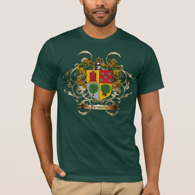 Camiseta Protetor do sobrenome de Jaramillo dos braços (Frente)