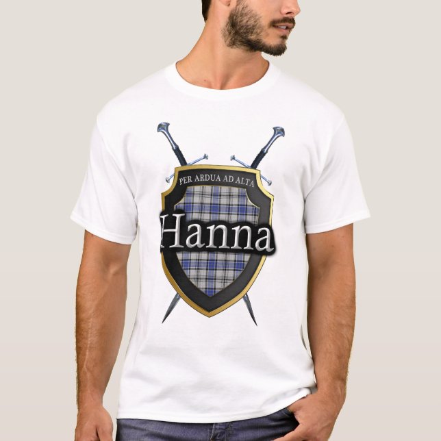 Camiseta Protetor & espadas da xadrez de Tartan de Hanna (Frente)