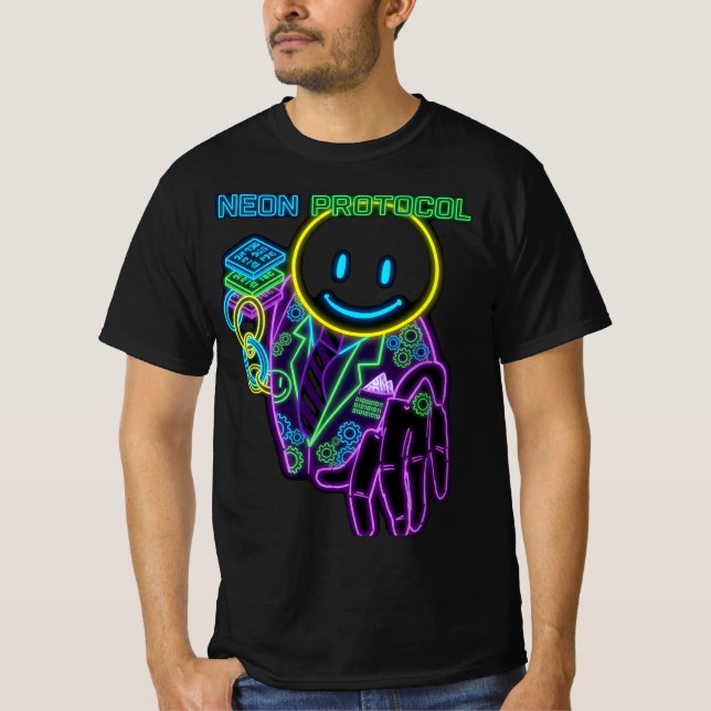 Camiseta Protocolo Neon: Sorriso Cibernético Digital (Frente)