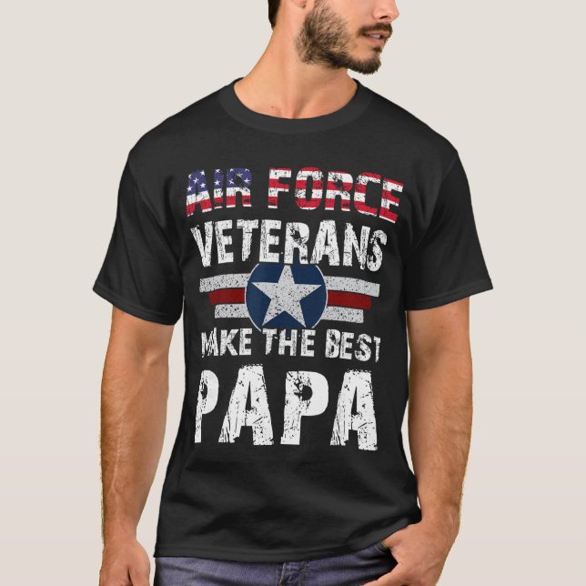 Camiseta Proud Air Force Veterans Makehe Best Papa US Flag  (Frente)