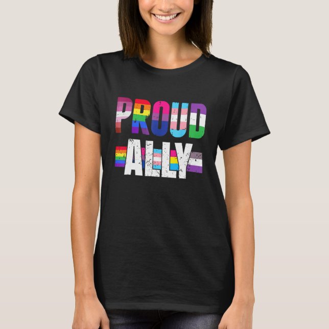 Camiseta Proud Ally  For Gay Pride Month Transgender Flag D (Frente)
