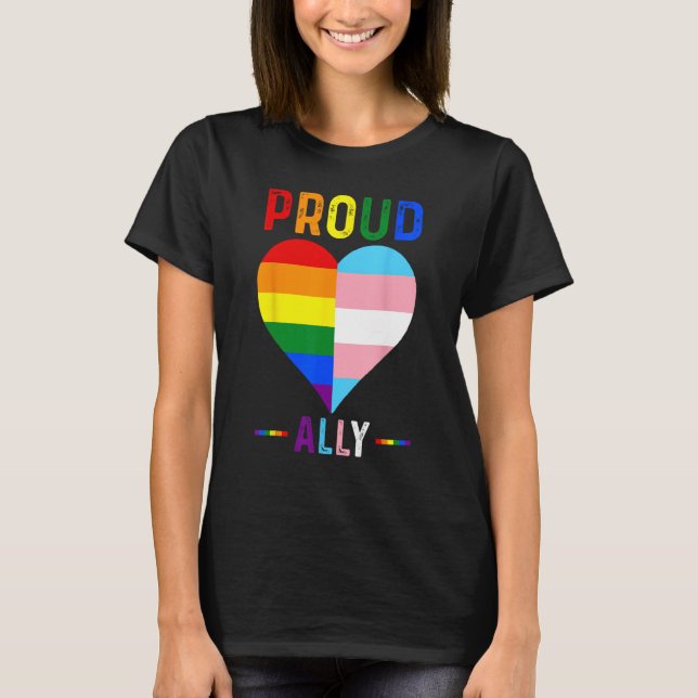 Camiseta Proud Ally  LGBTQ+ Pride month LGBT Flag Proud All (Frente)