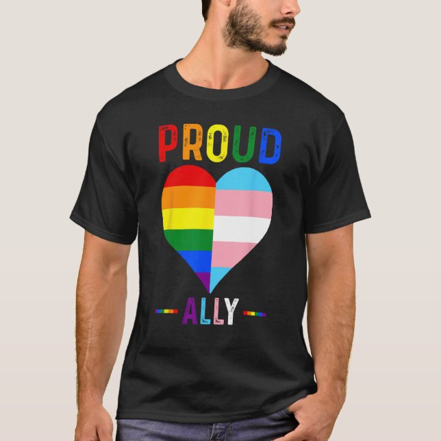 Camiseta Proud Ally  LGBTQ+ Pride month LGBT Flag Proud All (Frente)