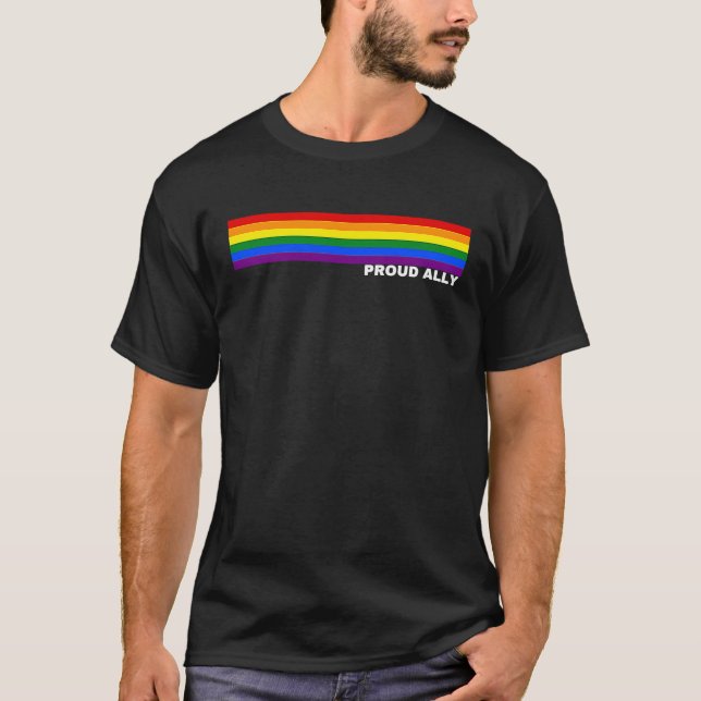 Camiseta Proud Ally Rainbow LGBTQ BLM PRIDE (Frente)