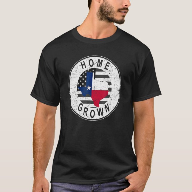 Camiseta Proud America State Flag US Home Grown Texas (Frente)