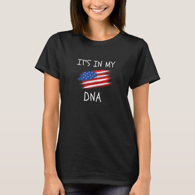 Camiseta Proud American Roots It's In My DNA USA Flag Men W (Frente)