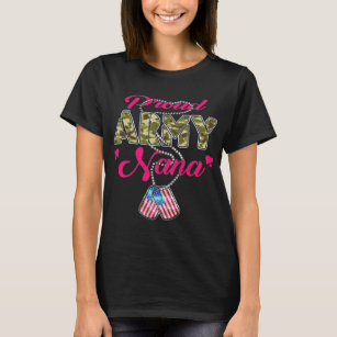 Camiseta Proud Army Nana US Flag Camo Dog Tags Military Gra