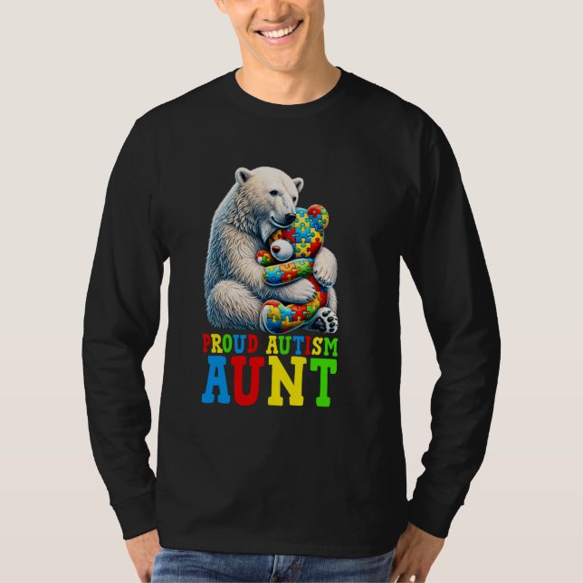 Camiseta Proud Autism Aunt Bear Autism Awareness Autistic S (Frente)