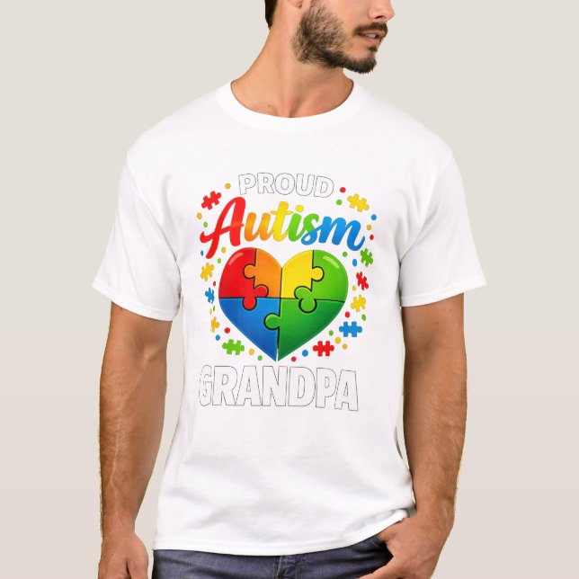 Camiseta Proud Autism Grandpa Autism Awareness Grandfather  (Frente)