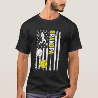 Camiseta Proud Baseball Softball Grandpa American Flag