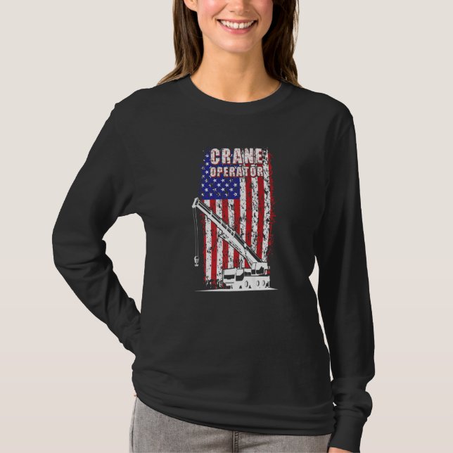 Camiseta Proud Crane Operator American Flag Crane Driver  1 (Frente)