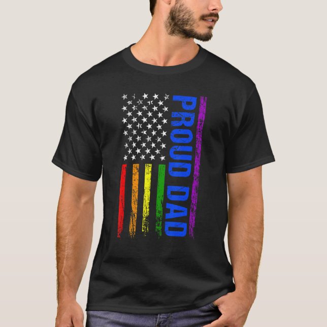 Camiseta Proud Dad Lgbt Gay Pride Support Lgbtq Parade Amer (Frente)