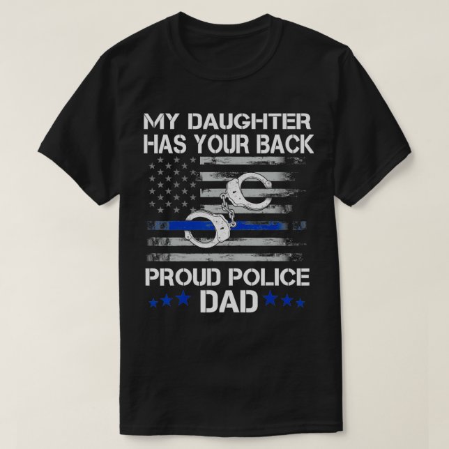 Camiseta Proud Dad of a Police Officer design  Thin Blue Li (Frente do Design)